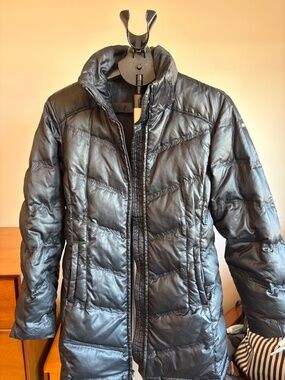 NILS Women's Size 6 Down Puffer Ski Coat Black Faux Fur Hood Winter Jacket